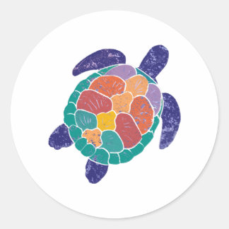 Zeeen schildpad Kleurrijke verontruste stijl schil Ronde Sticker