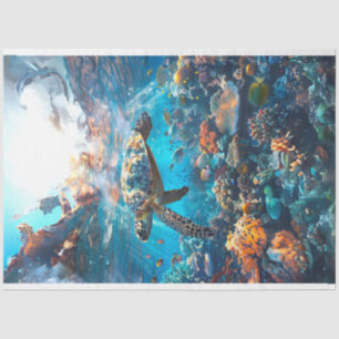 Zeeen schildpad levendig gekleurd #2 Decoupage Tissuepapier