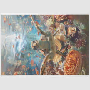 Zeeen schildpad met Blauwgroen Blue Ocean Decoupag Tissuepapier