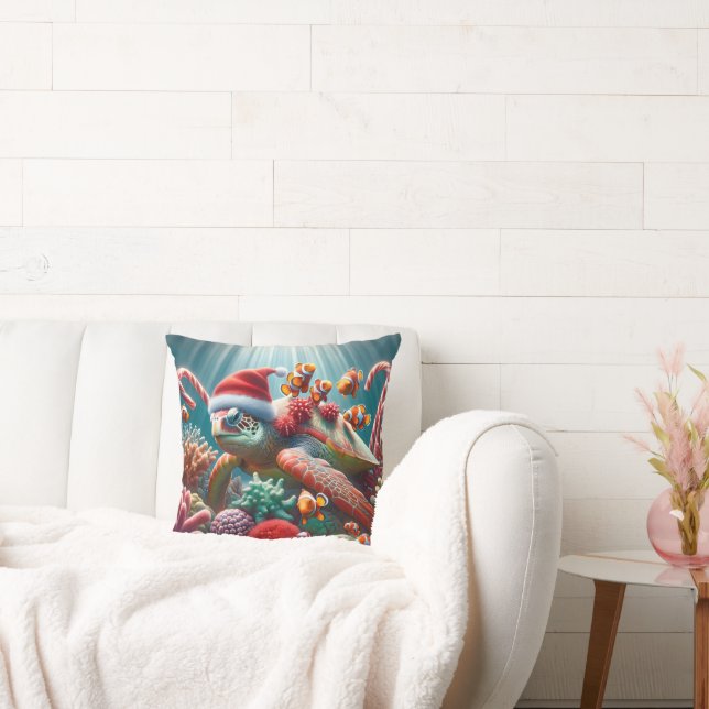 Zeeen schildpad met kersthoed kussen (Bank)