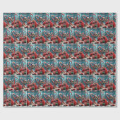 Zeeen schildpad met kerstmuts cadeaupapier (Vlak)