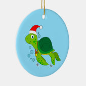 Zeeen schildpad met Santa Hat Keramisch Ornament (Rechts)