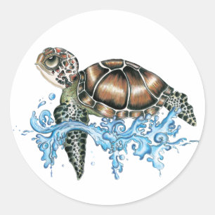 zeeen schildpad ronde sticker