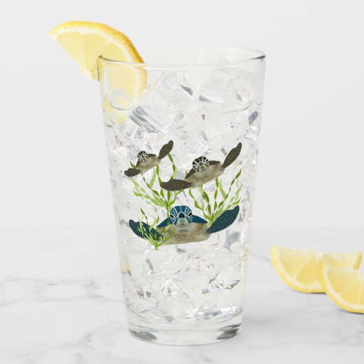 Zeeen schildpadden Drink glas (Voorkant ijs)