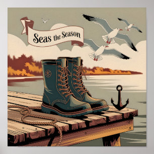 Zeeen Seizoen  Maritieme Banner Art Poster