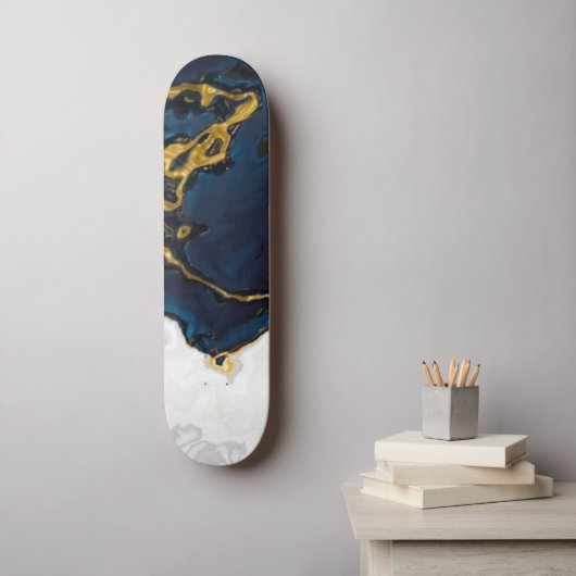 Zeeen van Emerald Gold blauw marmer Skateboard (Muurkunst)
