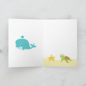 Zeeen: walvis, pinguïn, schildpad kinderen Verjaar Kaart (Binnen)