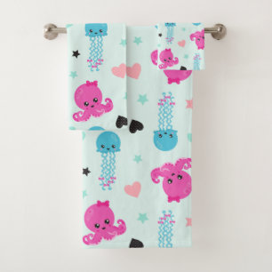 Zeeen, Zee, octopus, kwallen, harten Bad Handdoek