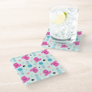 Zeeen, Zee, octopus, kwallen, harten Glazen Onderzetter