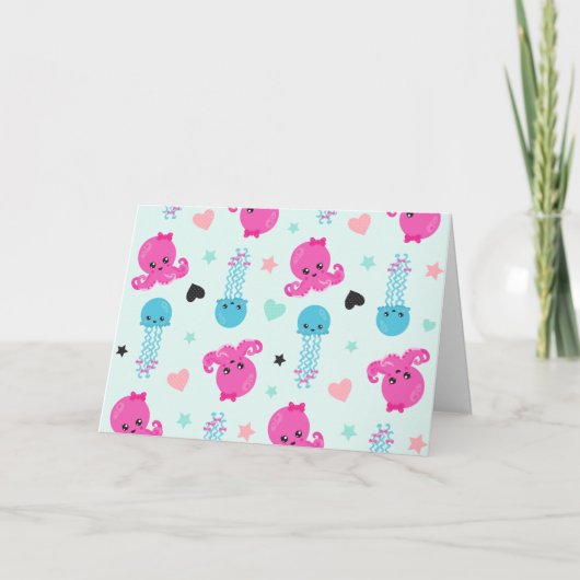 Zeeen, Zee, octopus, kwallen, harten Kaart (Voorkant)