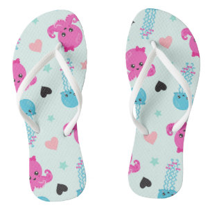 Zeeen, Zee, octopus, kwallen, harten Teenslippers