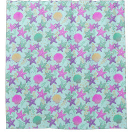 Zeefvis en zeeschelpen douchegordijn