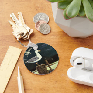  zeegarmeeuw doorboord pier, zeevogels sleutelhanger