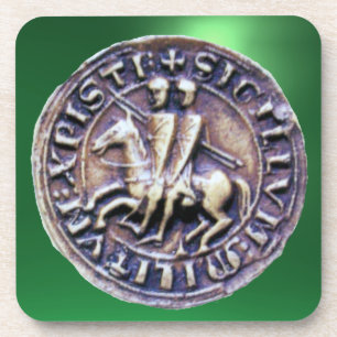 ZEEGEL VAN DE KNIGHTS TEMPLAR-gem groen Bier Onderzetter