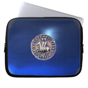 ZEEGEL VAN DE KNIGHTS TEMPLAR grijze gem blauw Laptop Sleeve