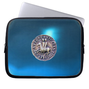 ZEEGEL VAN DE KNIGHTS TEMPLAR grijze gem blauw Laptop Sleeve