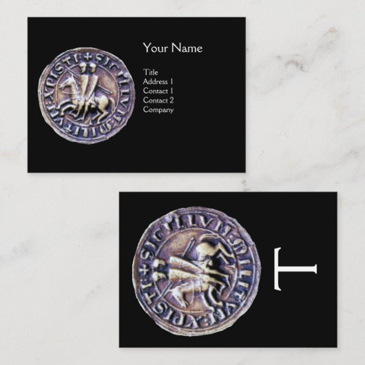 ZEEGEL VAN HET KNIGHTS-MONOGRAM-goud Visitekaartje (Voorkant / Achterkant)