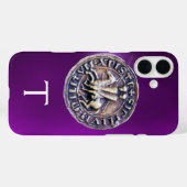 ZEEGEL VAN HET paarse KNIGHTS TEMPLAR MONOGRAM Case-Mate iPhone Case (Achterkant (horizontaal))