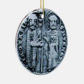 ZEEGEL VAN HET paarse KNIGHTS TEMPLAR MONOGRAM Keramisch Ornament (Rechts)