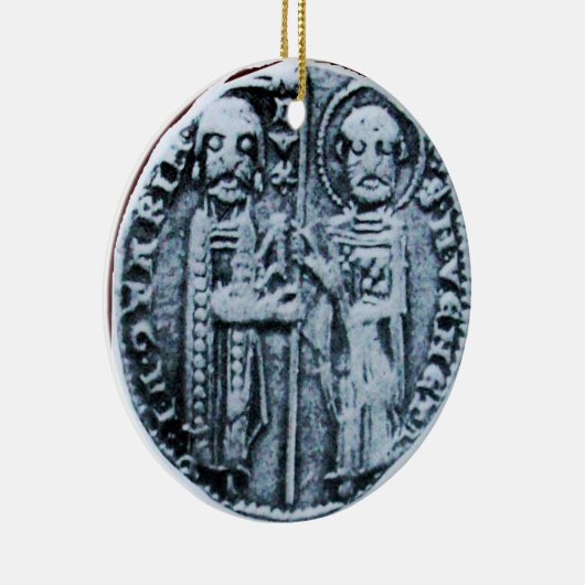 ZEEGEL VAN HET paarse KNIGHTS TEMPLAR MONOGRAM Keramisch Ornament (Rechts)