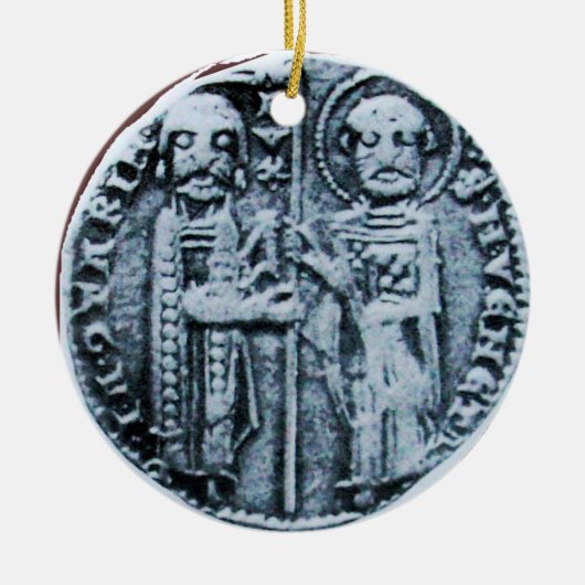 ZEEGEL VAN HET paarse KNIGHTS TEMPLAR MONOGRAM Keramisch Ornament (Voorkant)