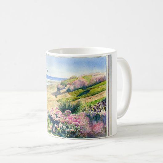 Zeegezicht ontwerp op witte mok (Voorkant rechts)