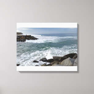 Zeegezicht op Ponto Beach, Carlsbad, CA Canvas Afdruk
