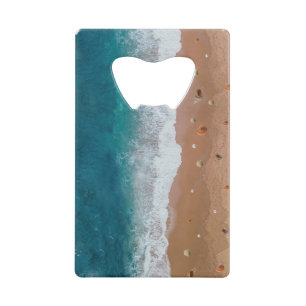 ZEEGEZICHT STRAND SCHELPEN ZOMERVAKANTIE KREDIETKAART FLESSENOPENER