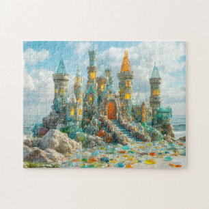 Zeeglas Kasteel Kust Oceaan Kristal Paleis Legpuzzel