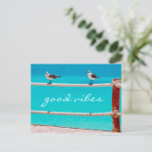 Zeegmeeuw vogels foto goed vibes script citaat briefkaart (Staand voorkant)