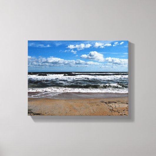 Zeegolven op het strand canvas afdruk (Voorkant)