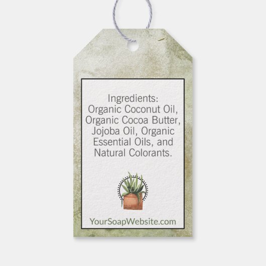 🌿 Zeegroene Waterverf Kruidenzeep Cadeaulabel (Achterkant)