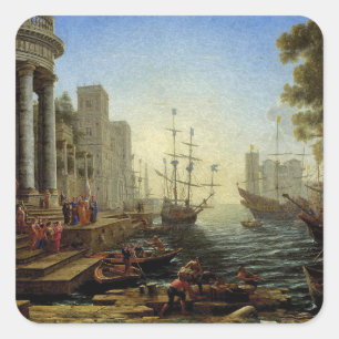 Zeehaven met de embarkatie van de heilige Ursula Vierkante Sticker