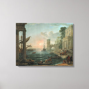 Zeehaven met de Embarkation Canvas Afdruk