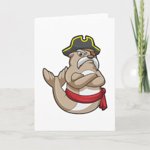 Zeehond als Piraat met Piraathoed Kaart
