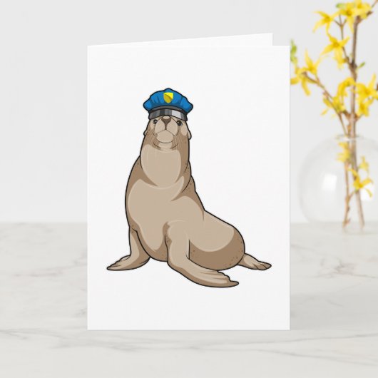 Zeehond als politieagent kaart (Gele Bloem)