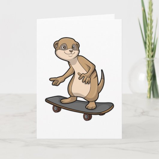Zeehond als schaatser met skateboard kaart (Voorkant)