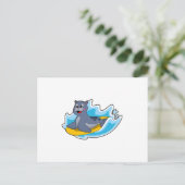 Zeehond als surfer met surfplank briefkaart (Staand voorkant)