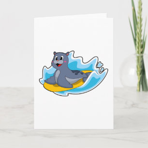 Zeehond als surfer met surfplank kaart