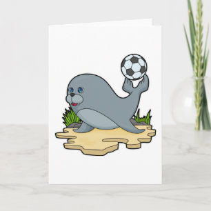 Zeehond als voetballer met voetbal kaart
