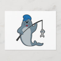 Zeehond bij vissen met hengel & vis