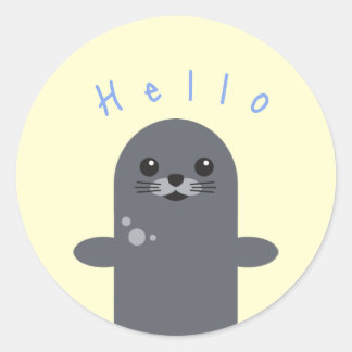 Zeehond Cute Hello Sticker Dier Onderwater Dier