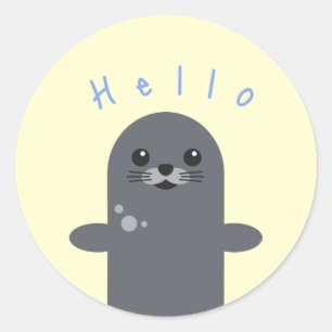 Zeehond Cute Hello Sticker Waterdier