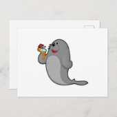 Zeehond drinkend met sap briefkaart (Voorkant / Achterkant)