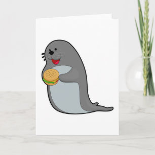 Zeehond eet mee met hamburger kaart