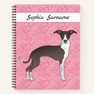 Zeehond En Witte Italiaanse Greyhound Op Roze Hart Notitieboek