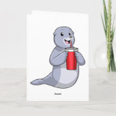 Zeehond met drinkbeker kaart (Achterkant)