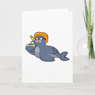 Zeehond met Kokosnoot Kaart