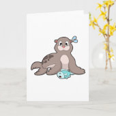 Zeehond met Vis Kaart (Gele Bloem)