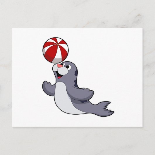 Zeehond met Waterpolo Briefkaart (Voorkant)
